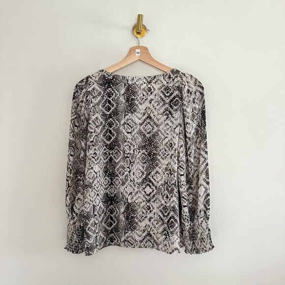 Allison Joy Evereve Snake Print Long Sleeve Blouse Gray S - Picture 2 of 7